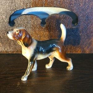 Vintage Ceramic Belle Beagle Dog Figurine - Brown and Black